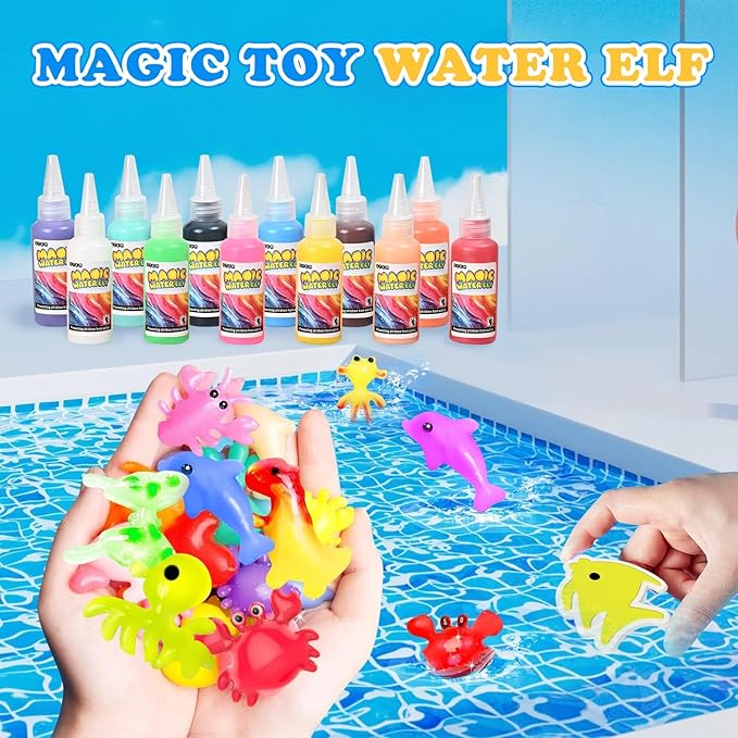 Magic Toy Water Toy Elf Toy Kit, Aqua Toy Fairy Water Gel Kit Creative Magic Toy Water Creation kit, 12 Magic Gels, Arts & Crafts DIY STEM Kits Children's DIY (12 Colors)