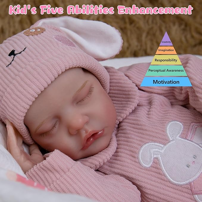 Lifelike Reborn Baby Dolls - 18-Inch Sweet Smile Real Life Realistic-Newborn Sleeping Baby Girl with Toy Accessories Gift Set for Kids Age 3+