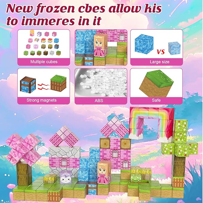 Magnetic Blocks - 110PCS Magnets Building Blocks World Set for Kids Ages 3-5 5-7 8-12, Magnetic Tiles Game Preschool Toys for 3 4 5 6 Year Old Girls Boys Gifts (Rainbow Home)