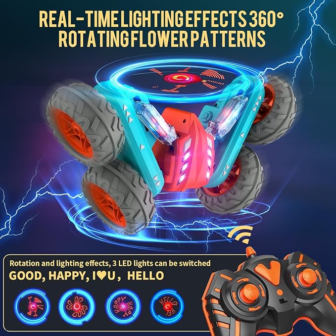Remote Control Car Stunt RC Cars, 2.4Ghz with Double Sided 360 Flips, 4WD Off Road Drift RC Race Car Toy Stunt Toys for Kids 6-12 Year Old Boys Girls Christmas Birthday Gift