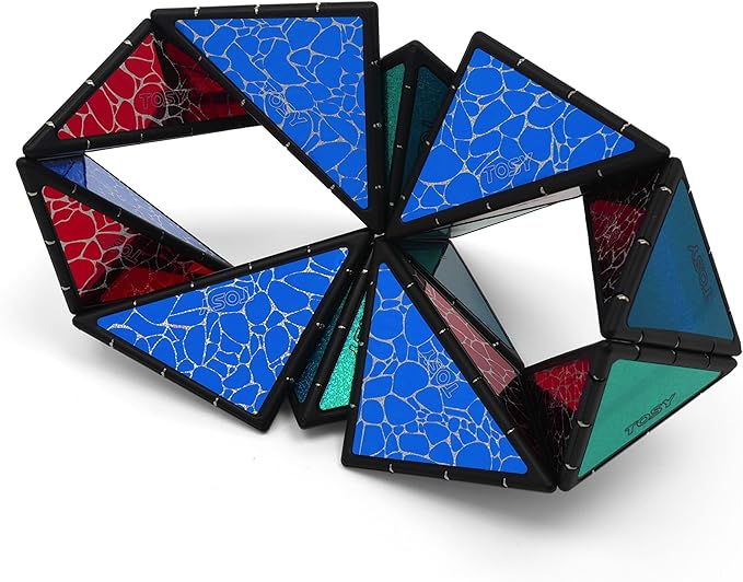 TOSY Magnet Pyramid Stone - 1 Cube Transforms into 1 Billion Shapes, 12 Pieces, 243 Rare Earth Magnets, Holographic Design Magnet Tiles Creative Puzzle STEAM Toy