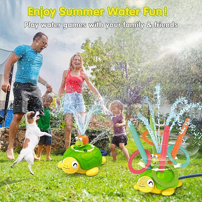 4-in-1 Turtle Water Sprinkler for Kids Summer Toys, Outdoor Toys for Toddlers, Kids Sprinkler Water Toys, Backyard Games for Summer Fun, Backyard Games Splash Water Toys Gifts for Boys Girls Dogs