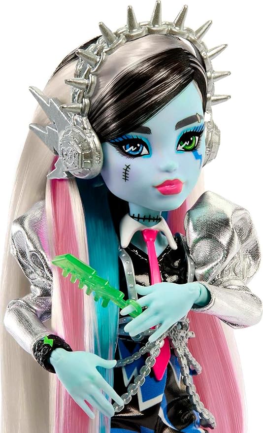 Monster High Doll, Amped Up Frankie Stein Rockstar with Instrument & Performance-Themed Accessories Like Headphones
