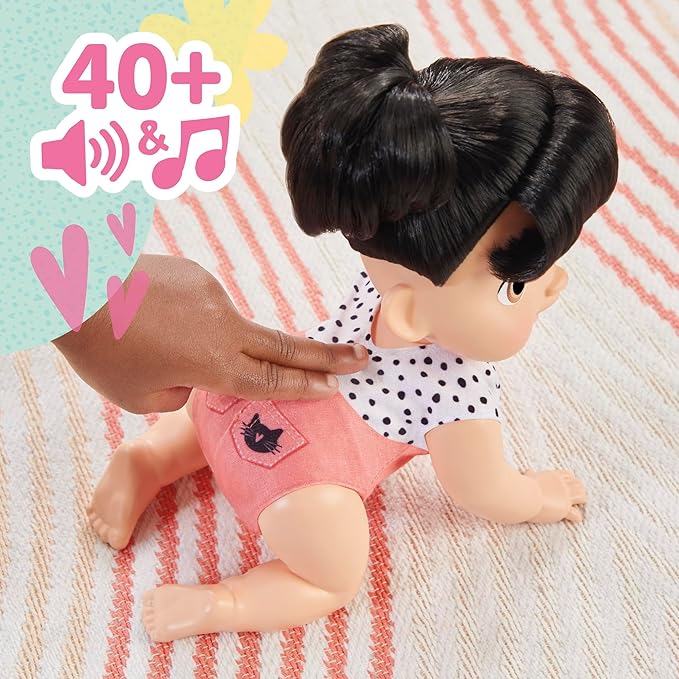 Baby Alive Crawl 'n Play Katie Kat Electronic Crawling Baby Doll Set, Black Hair, Kids Toys for Girls & Boys 3 Years & Up, 10.75 Inches