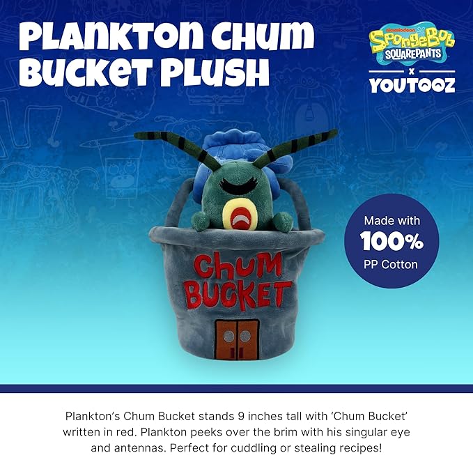 Youtooz Plankton Chumbucket 9" Plush - Chumbucket Plankton Stuffed Animal from Spongebob Sqaurepants