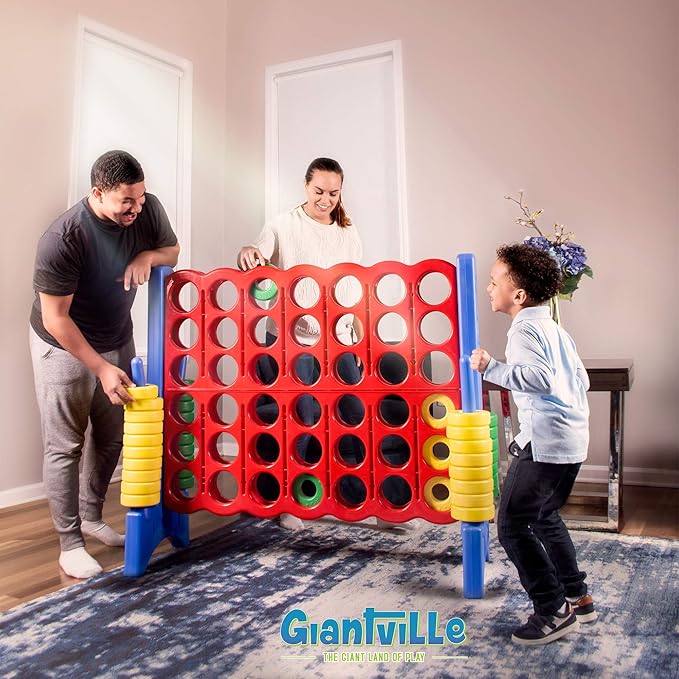 Giant 4 in a Row Connect Game + Storage Carry Bag - 4"-Feet Wide X 3.5"-Feet Tall - Oversized Jumbo Sized Entertainment for Outdoor/Indoor Play for Kids & Adults - Durable Waterproof - UPDATED VERSION