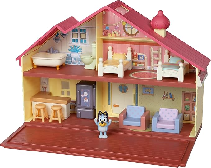 Bluey Mega Bundle Family Home & BBQ Playset – Amazon Exclusive, 4 Figures (Bluey, Bingo, Bandit, Chilli), 13+ Removable Furniture Pieces, Outdoor Patio, Accessories, Imaginative Playset for Kids 3+