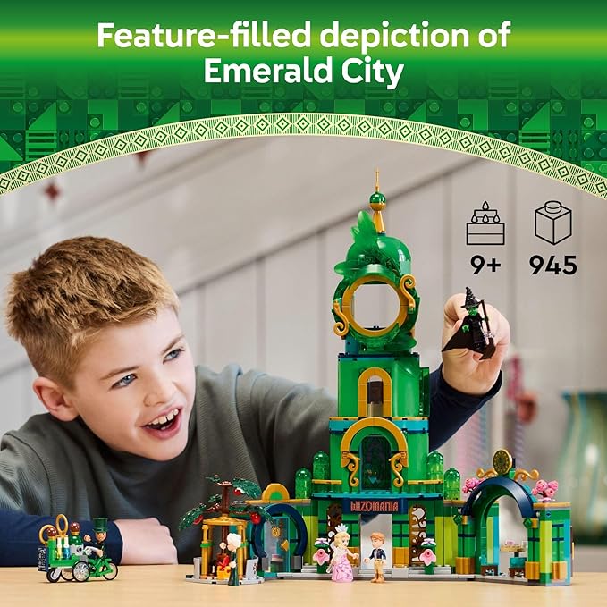 LEGO Wicked Welcome to Emerald City Building Toy - Wicked Toy for Kids, Ages 9+ - Gift for Girls and Boys with Tower Model, Glinda, & Elphaba Minidolls - 75684
