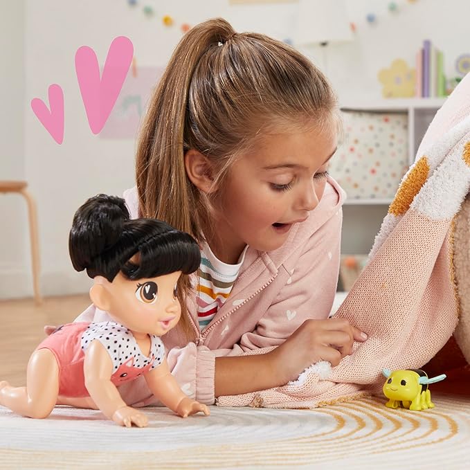 Baby Alive Crawl 'n Play Katie Kat Electronic Crawling Baby Doll Set, Black Hair, Kids Toys for Girls & Boys 3 Years & Up, 10.75 Inches