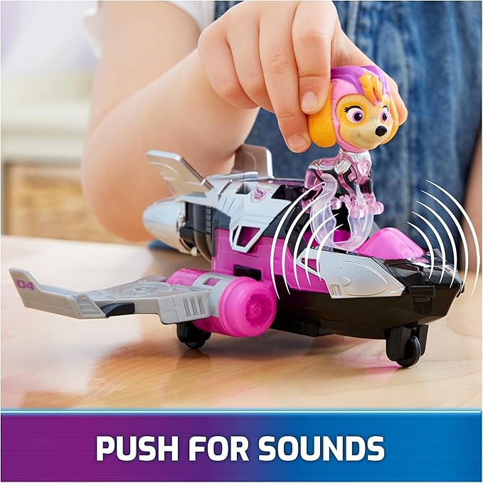 Paw Patrol: The Mighty Movie, Airplane Toy with Skye Mighty Pups Action Figure, Lights and Sounds, Kids Toys for Boys & Girls 3+