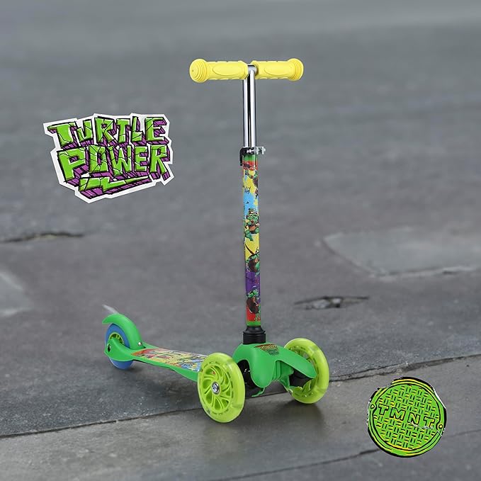 Self Balancing Kick Scooter with Light Up Wheels, Extra Wide Deck, 3 Wheel Platform, Foot Activated Brake, 75 lbs Limit, Kids & Toddlers Girls or Boys, for Ages 3 and Up