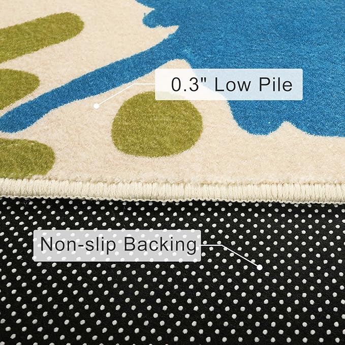 STARUIA Colorful Kids Room Rug, 3'x5' Machine Washable Rug for Playroom, Paint Splatter Rainbow Area Rugs for Classroom, Soft Aesthetic Nursery Rug Throw Kids Play Mat for Bedroom Office Preschool