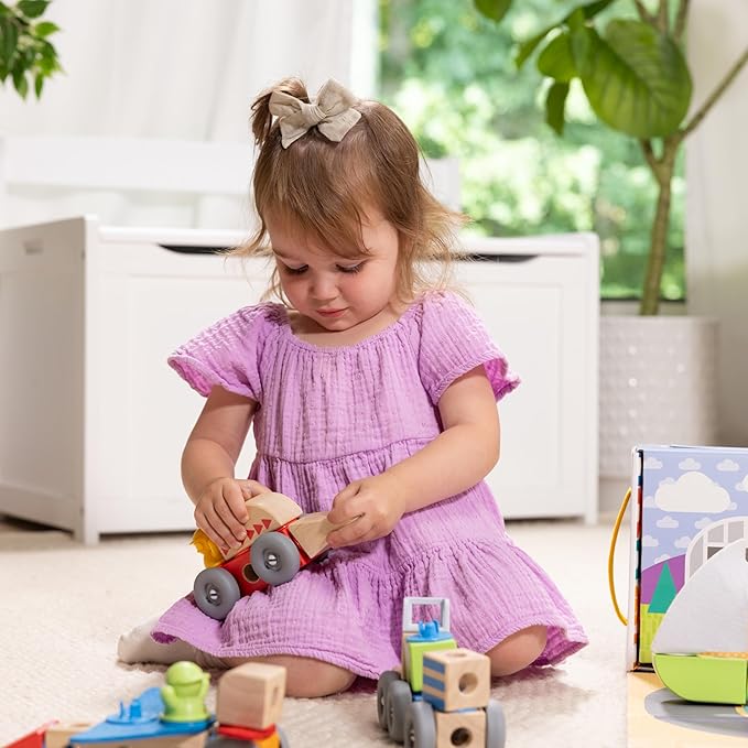 Melissa & Doug Blockables™ Vehicles Snap and Play, Mix and Match Connectable Wooden Building Blocks Play Set Toy for Preschool Boys and Girls (54 Pcs)