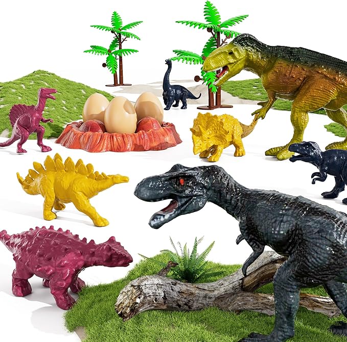 TEMI Dinosaur Truck Toys for Kids 3-5 Years, Tyrannosaurus Transport Car Carrier Truck with 8 Dinosaur Figures, Activity Play Mat, Dinosaur Eggs, Trees, Capture Jurassic Play Set for Boys and Girls
