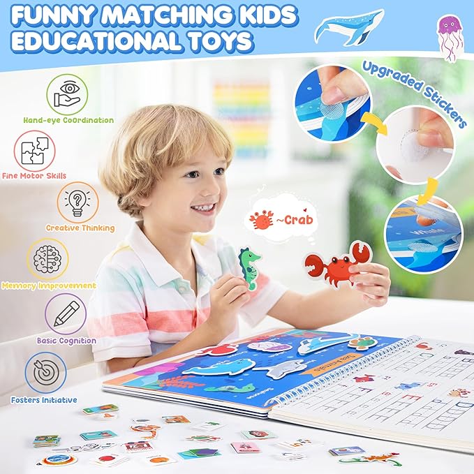 Busy Book for Toddlers, 36 Preschool Learning Activities, Montessori Homeschool Learning Educational Toys, Tracing Activity Coloring Books for Kids Ages 3-8, Autism Sensory Travel Toys Gifts