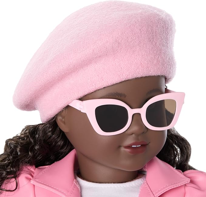 American Girl Truly Me 18-inch Doll Pink Chic Accessories with Purse, Beret, Sunglasses, and Heart Ring, for Ages 6+