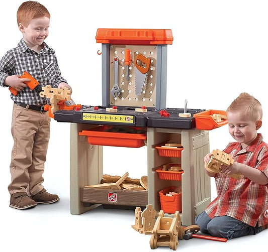 Step2 Handyman Kids Workbench, Indoor/Outdoor Tool Bench for Children, Interactive Play with Sounds, Made of Durable Plastic, Includes 35 Piece Toy Accessories, For Toddlers 3+ Years Old