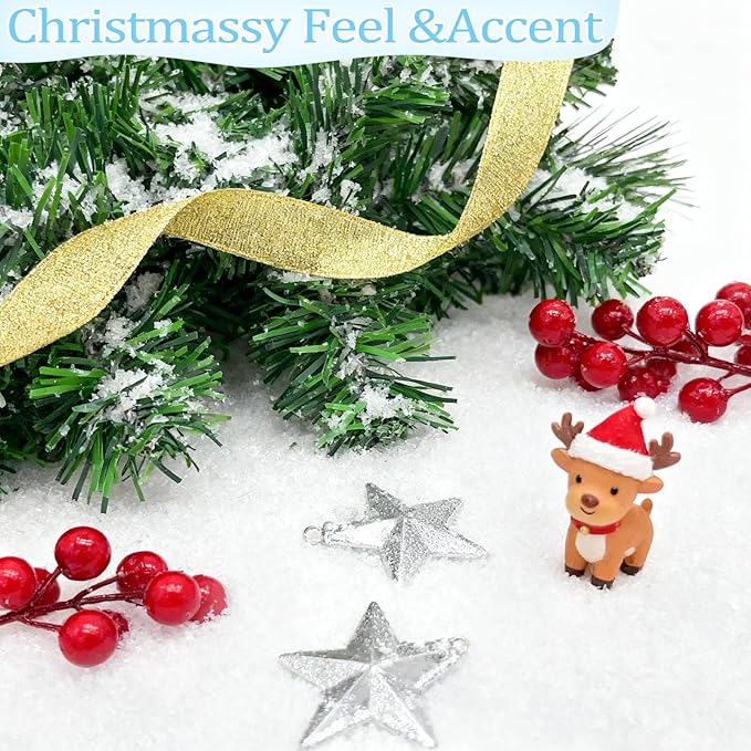 TURNMEON 35 Ounces Fake Artificial Snow Powder Christmas Tree Decorations, Sparkling Dry Plastic Faux Snowflakes for Christmas Decorations Home, Village Displays Holiday Winter Crafts