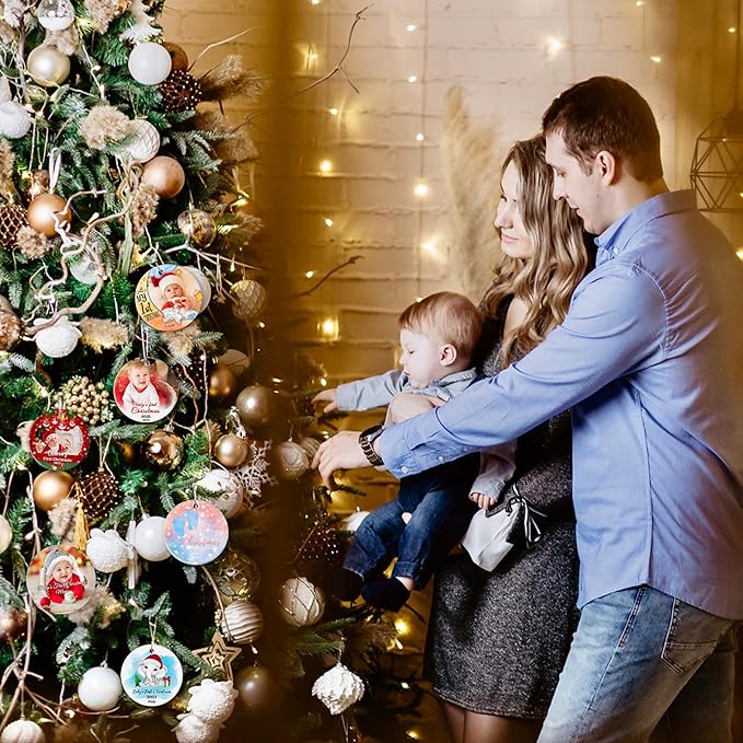 Personalized Photo & Name Baby Christmas Ornament, Baby’s First Christmas Picture Ornament 2025, Xmas Ornament Keepsake Gifts for Babies New Baby Boy Girls