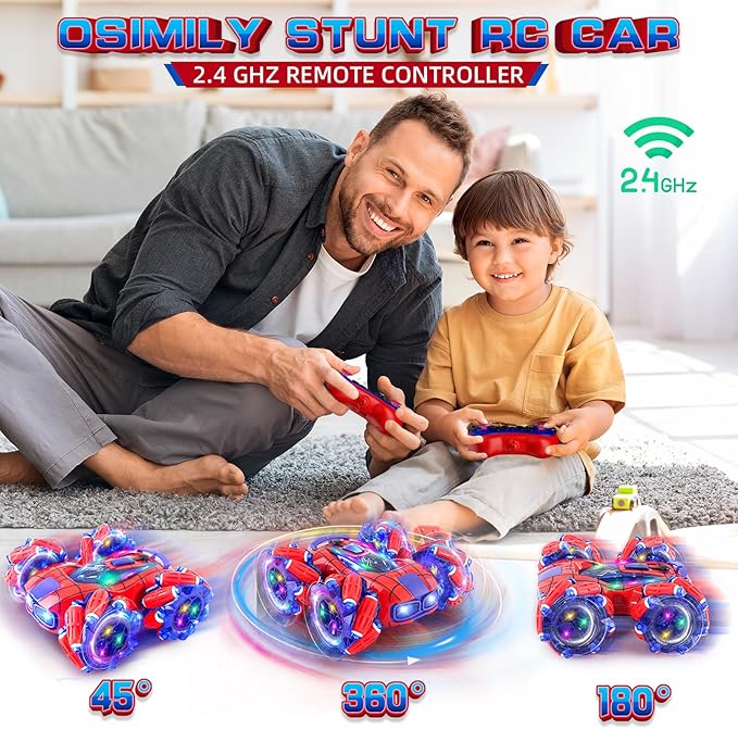 Spider Remote Control Car 4WD 360° Rotating Stunt Rc Cars | 2.4GHz Remote Control with LED Headlights, All-Terrain Off-Road Toy for Kids Ages 4-13 - Ideal Birthday for Boys & Girls