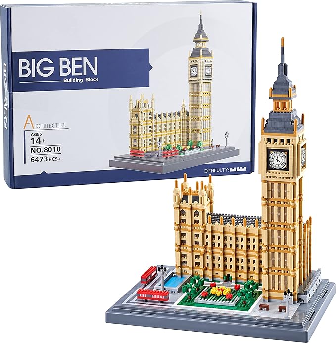 New Architecture Big Ben Building Set - 6473pcs+ Micro Mini Blocks - Enjoyable & Affordable - Detailed Model Ages 14+