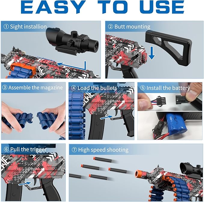Electric Automatic Toy, JakMean Toy with 30 Dart Clips and 100 Foam Darts, Outdoor Shooting Games Toys for 6-12 Year Old Boys & Girls Adults, Presents for Birthday Xmas,Red