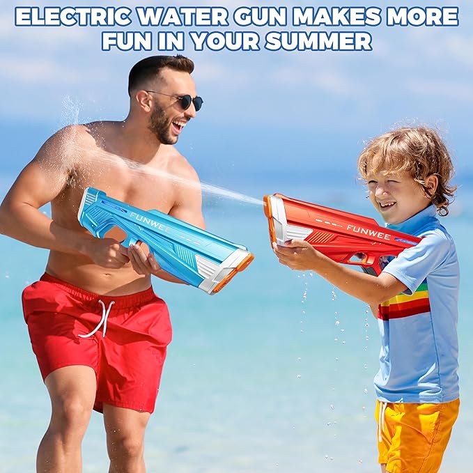 2 Pack Electric Water Guns for Adults Kids, Powerful Automatic Squirt Gun, High Powered Shooting 100+ Blasts, Strongest Auto Water Blaster, Long Range, Pool Water Toy Outdoor Game