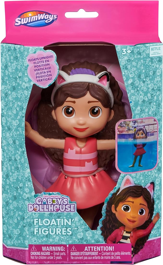 SwimWays Gabby’s Dollhouse Gabby Floatin' Figures, Swimming Pool Accessories & Kids Pool Toys, Gabby's Dollhouse Party Supplies & Water Toys for Kids Aged 3 & Up