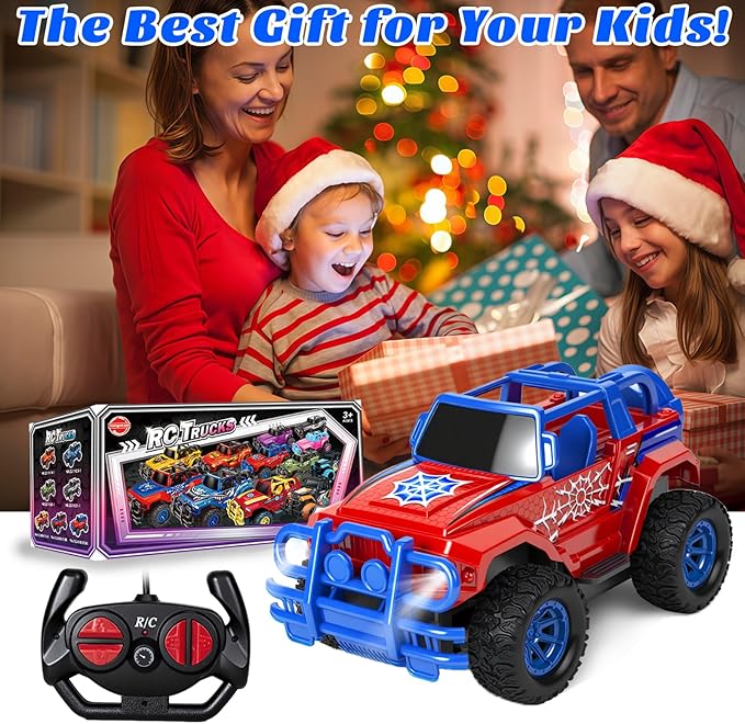 Hymaz Spider Remote Control Car for Kids 4-7 8-12, 2.4Ghz 1:20 Scale RC Car Off-Road Truck with Headlight, Indoor Outdoor Spider Toys for Boys Birthday Xmas Gifts