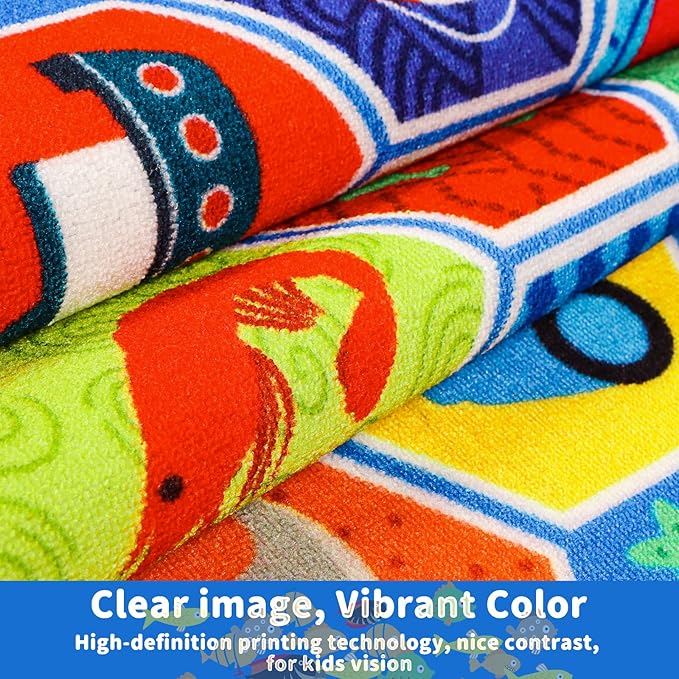 Large Classroom Rug 4×6 Hexagons 24 Seats Ocean Themed Kids' Carpet Kid Rug 13.3'×7.7' Educational Play Mat for Interactive Learning Preschool Rugs for Classroom Learning Area 157"×91"