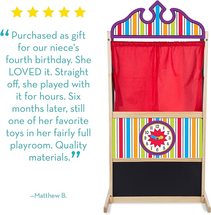 Melissa & Doug Deluxe Puppet Theater - Sturdy Wooden Construction - Puppet Show Theater For Kids