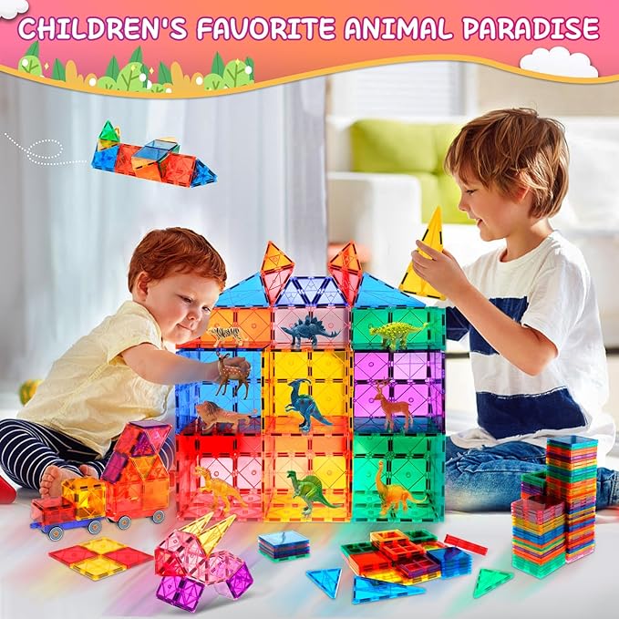 Magnetic Tiles for Kids, Magnetic Blocks Building Toys, 3D Magnet Tiles Preschool Educational Stacking STEM Toys for Toddlers Kids 3 4 5 6 7 8-12