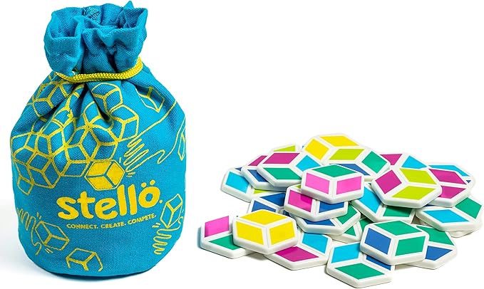 Mobi Stello Color Matching Game - Family Friendly Tile Matching Game, Colorful Plastic Tiles Learning Activities for Ages 5 and Up, 48 Tiles and More Than 5 Ways to Play for 1-4 Players
