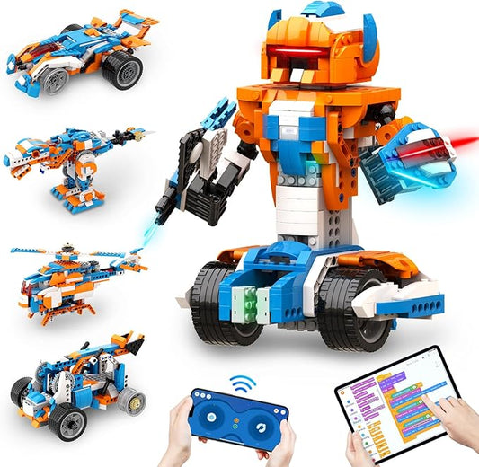 Robot X Robot Building Kit, 12-in-1 Programmable APP Remote Control RC Car, STEM Robotics Coding Set, Educational Birthday Gifts for Boys Girls Kids Ages 8-12 (600 Pieces)