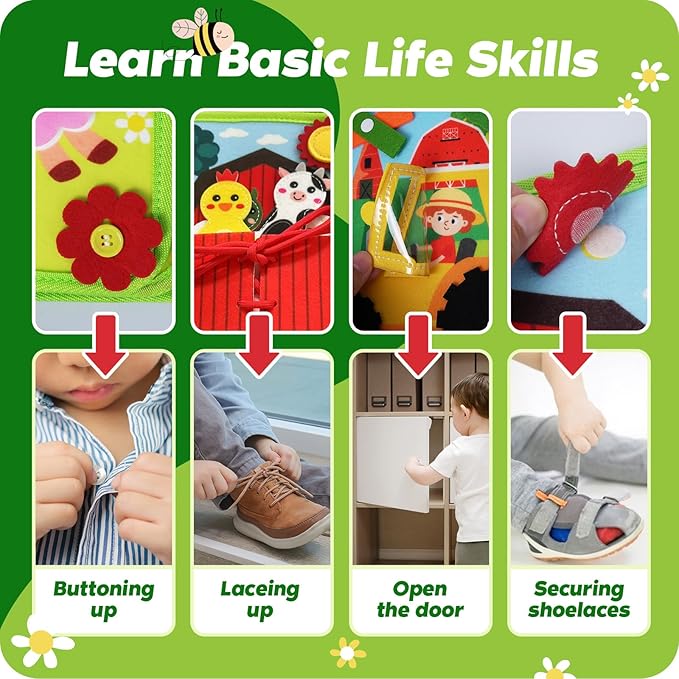 INKLAB Toddler Busy Board Ages 3, Learning Toys for 3+ Year Old, Sensory Toys for Kids with Autism, Preschool Learning Activities, Kids Ages 3+, Activities Toy for Car Travel Airplane
