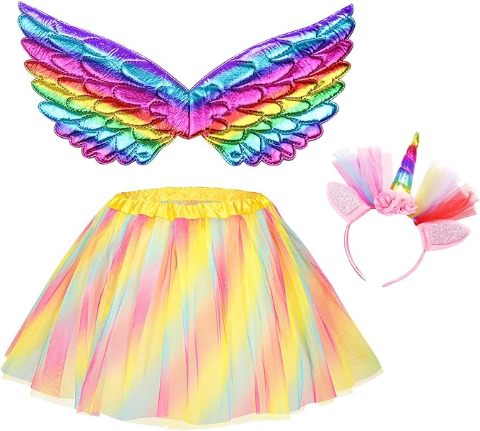 Jeowoqao Little Girl Dress Up Costumes Pretend Play Costumes Princess Role Play 13pc Mermaid Fairy Costume for Toddler Age 3 4 5 6 Years