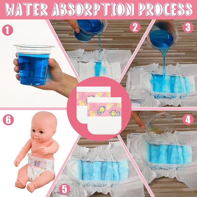 Libima 80 Pack Baby Doll Diapers Paper Reborn Doll Diapers Refill for 18-24 Inch Newborn Dolls Accessories Underwear Underpants, Ages 12 and Above, Dolls are Not Included