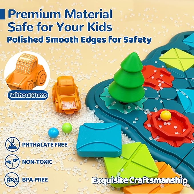 Kids Toys STEM Board Games - Logic Road Builder Brain Teasers Puzzles for 4 5 6 7 Year Old Boys Girls, Educational Montessori Birthday Gifts for Ages 4-8 Preschool Classroom Learning (65 PCS)