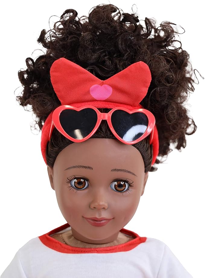 Playtime by Eimmie 18 Inch Doll Clothes and Accessories, Holiday Day Outfit with Red Tutu Dress & Matching Headband, Clothing Sets & Stuff - Fits American, Generation & Similar 18” Dolls for Girls