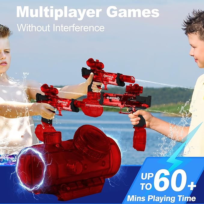 Electric Water Gun for Kids Ages 8-12-Automatic Water Gun-Super Soaker with Automatic High Power,Beach Toys for Summer Outdoor Fun,Perfect Pool and Water Guns Play (Red)