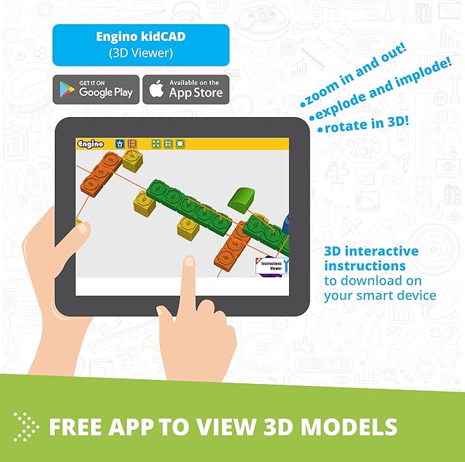 Engino: Qboidz Elephant - 10 Model Brick Building Set, Toy Construction, Coloring & Math Activities, Stack & Click Assembly, STEM Play-Learn, Kids 4+