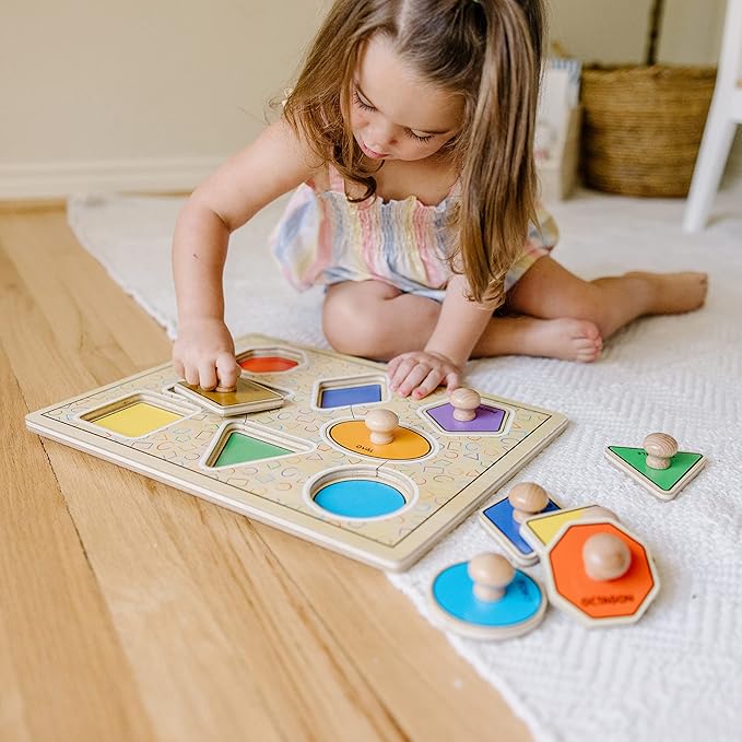 Melissa & Doug Deluxe Jumbo Knob Wooden Puzzle - Geometric Shapes (8 pcs)