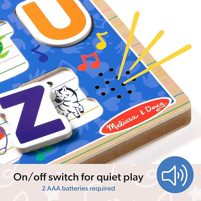 Melissa & Doug® Ms. Rachel™ Wooden Phonics Alphabet Sound Puzzle with Light-Activated Sound Effects, 24-Piece Toddler Toys for Boys and Girls Ages 2+ Years