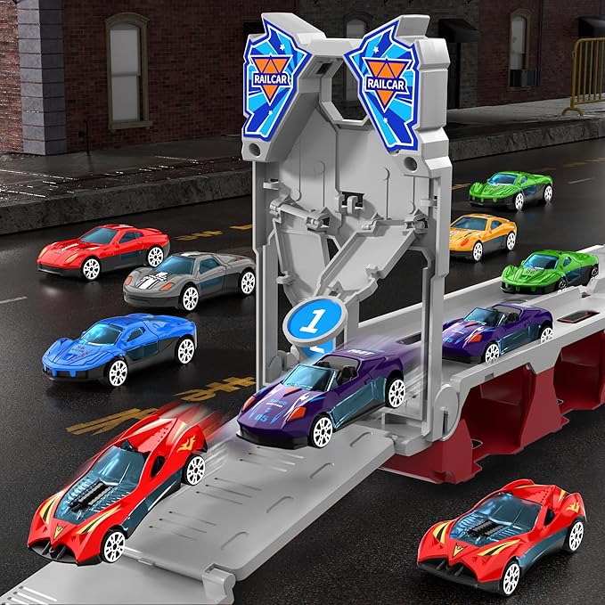 78-Inch Cars Trucks Toys for Toddler 1-3 2-4 3-5 4-7 Years Old Boys Kids, Transport Truck Toys with 24 Pcs Die-Cast Cars, Toys Gifts for 3 4 5 6 Year Old Boys, Toddler Boy Toys Ages 3-5 4-7
