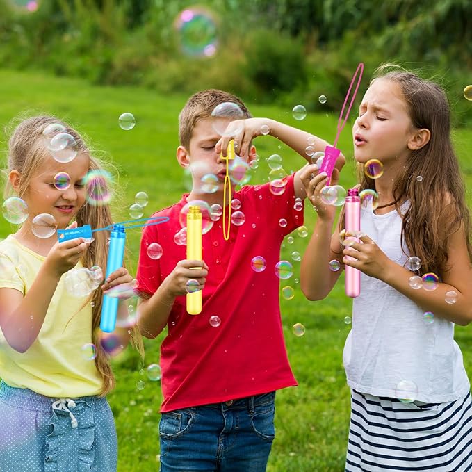 Bubble Wand, 60 Pcs Bubble Wands Bulk in 6 Colors, Bubble Party Favors for Kids, Summer Toys, Indoor Outdoor Activity, Themed Birthday, Wedding, for Girls & Boys