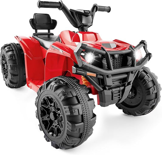 Best Choice Products 12V Kids Ride-On Electric ATV, 4-Wheeler Quad Car Toy w/Bluetooth Audio, 2.4mph Max Speed, Treaded Tires, LED Headlights, Radio - Red