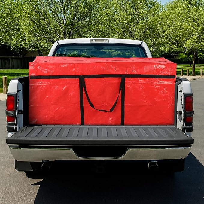 Windyun 4 Pack 168 Gallon Extra Large Storage Bags XXL Moving Bags with Zipper Handles Heavy Duty Jumbo Big Totes Box for Halloween Skeleton 4-12 Feet Christmas Tree Storage College Dorm Cloth (Red)