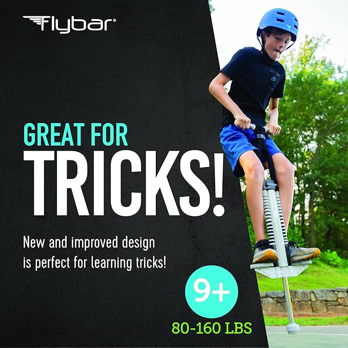 Flybar Master Pogo Stick, Ages 9+, 80 to 160 lbs, Easy Grip Handles, Anti-Slip Pegs, Outdoor Toys for Boys Girls, Outside Toys for Kids, Teens Tweens