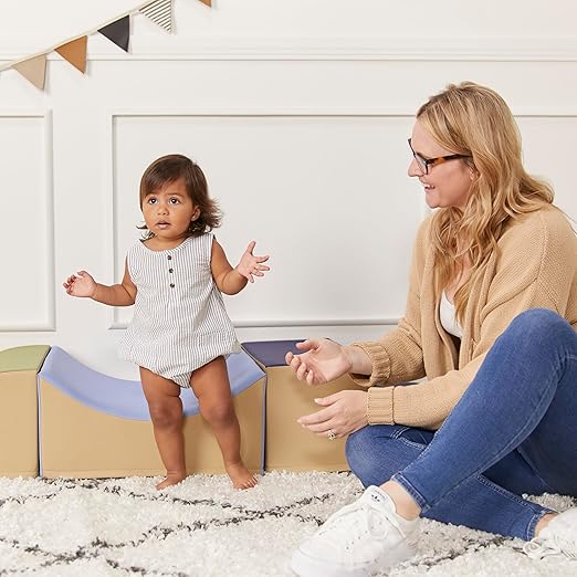 ECR4Kids SoftZone Traversing Trio Climber, Beginner Playset, Earthtone, 3-Piece