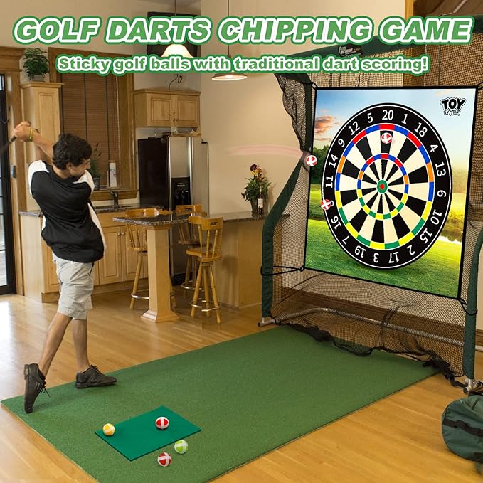 TOY Life Chipping Golf Game Mat Indoor Outdoor Games for Adults and Family Kids Outdoor Play Equipment Stick Chip Game Indoor Golf Set Backyard Games Outdoor Toys for Kids